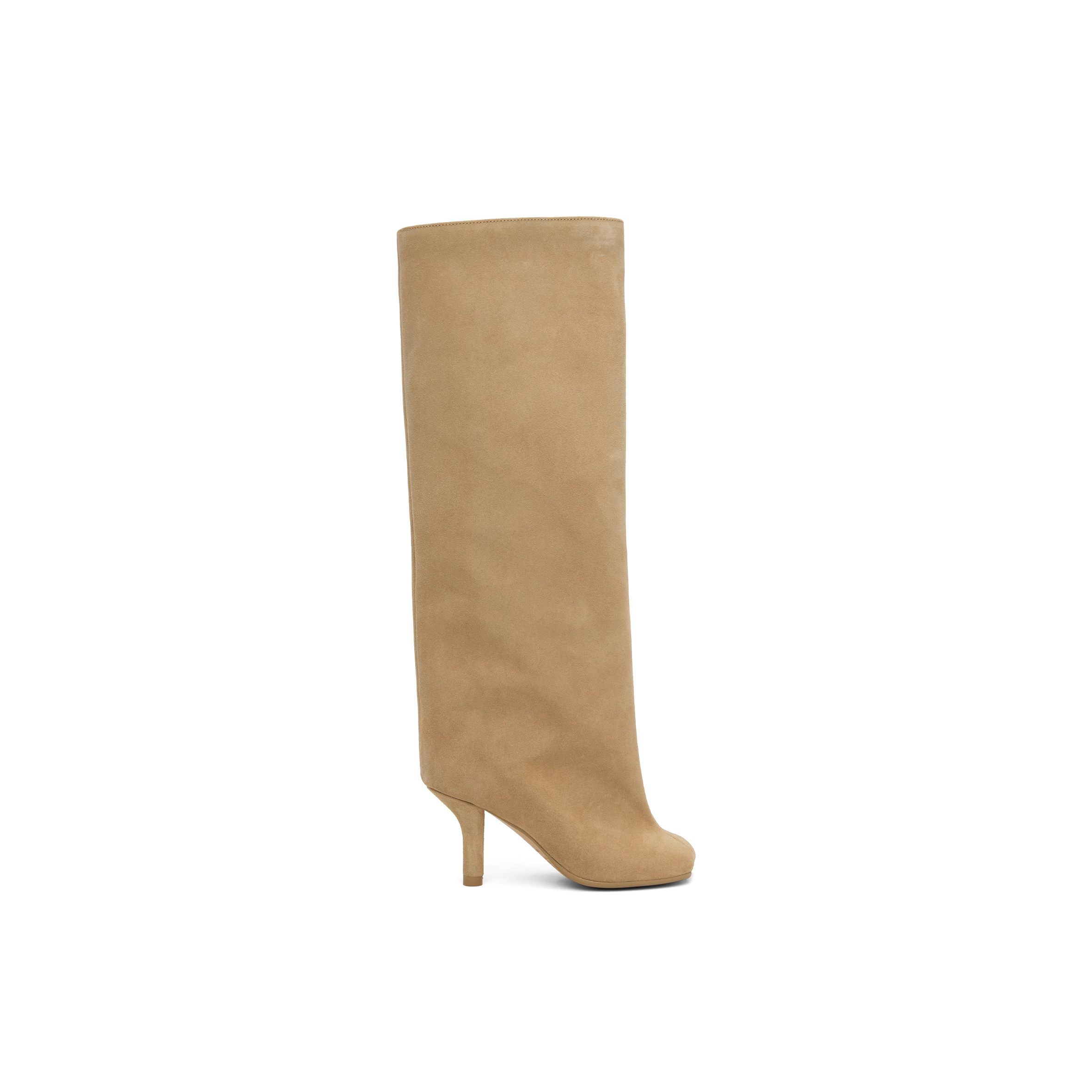 MAISON MARGIELA TAN ANATOMIC SLIP-ON SUEDE TALL BOOTS 252188F115000